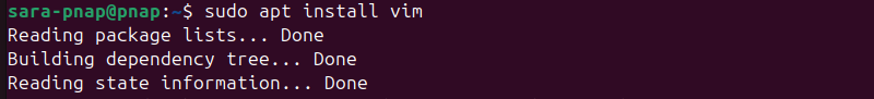 sudo apt install vim terminal output
