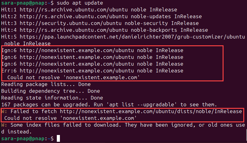 Invalid or Missing Repository Entry sudo apt update terminal output