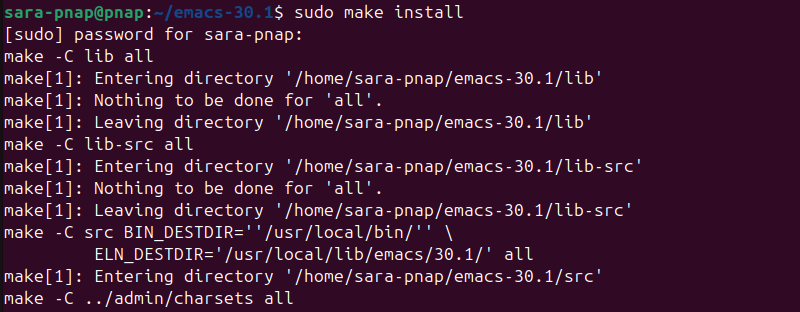sudo make install terminal output