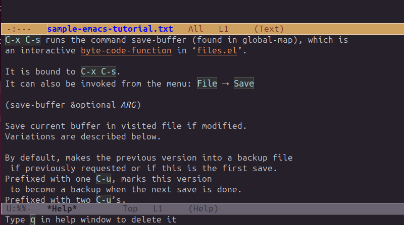 Tutorial for a command in Emacs