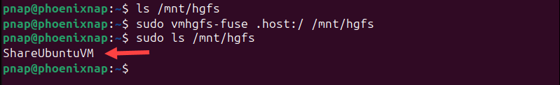 Mounting the VMware shared folder in Linux.