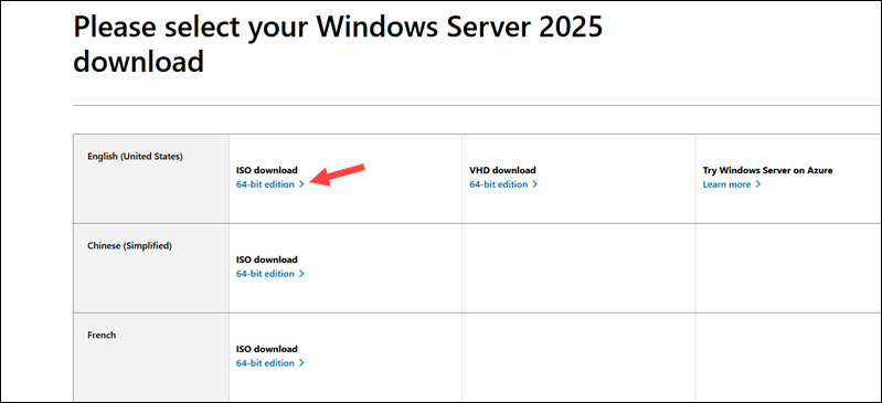 Download ISO Windows Server.