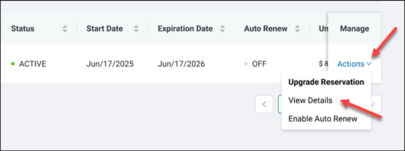 View Details option in the Actions menu.