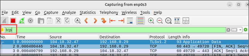 Apply the tcp filter