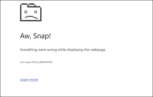 Aw, snap error code