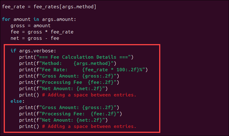 Adding verbose logic to Boolean handle in argparse.