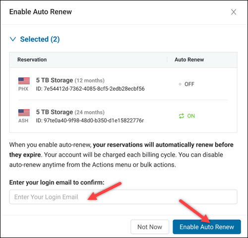 Enabling auto renew.
