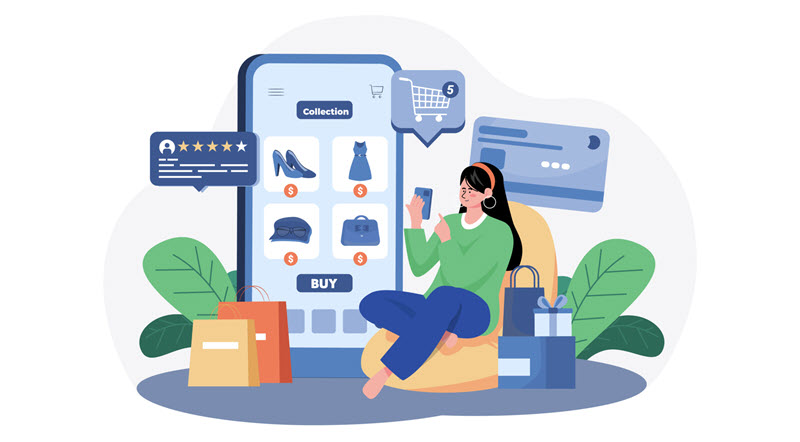 Customer shopping on DOM built website.