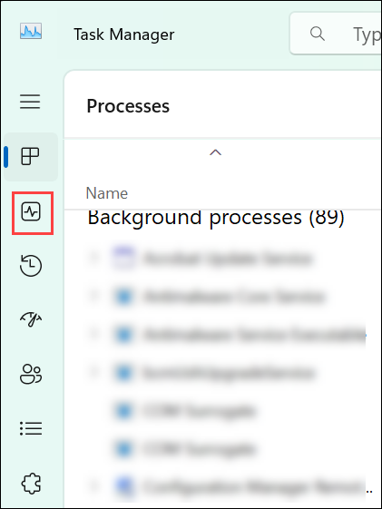 Select the Performance tab