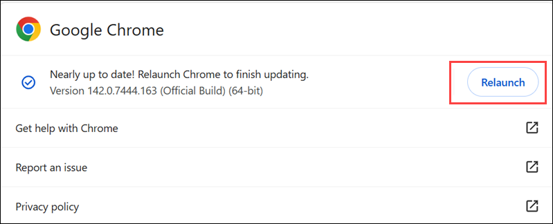 Click the Relaunch button