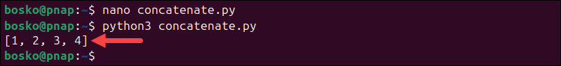 Concatenate two lists in Python.