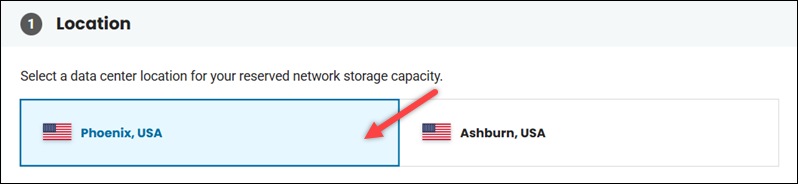 Data center location options.