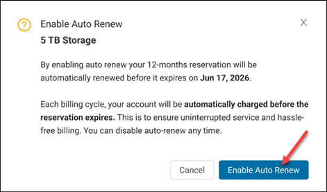 The Enable Auto Renew button.