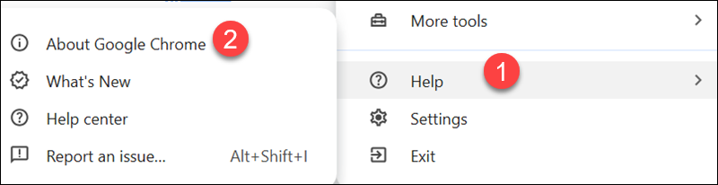 select Help and then About Google Chrome