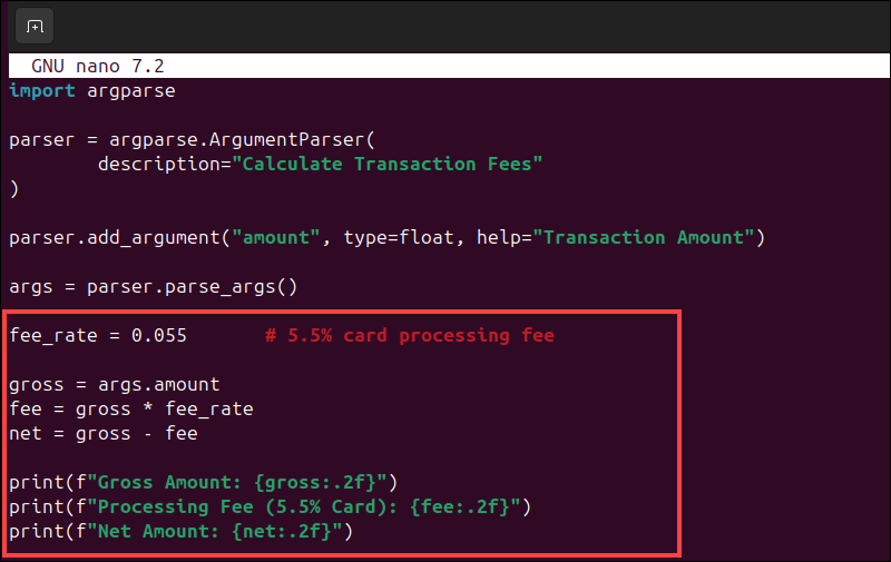 Adding program logic to argparse Python script.