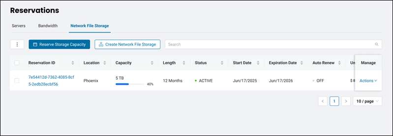 The reservation listing.