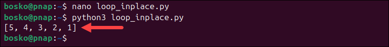 Use a loop to reverse a list in-place.