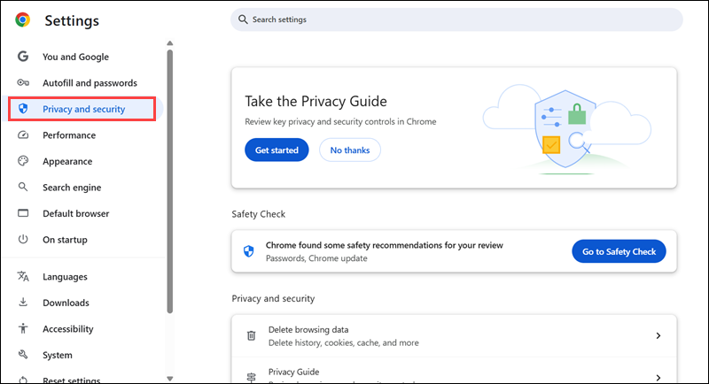 Select Privacy and Security