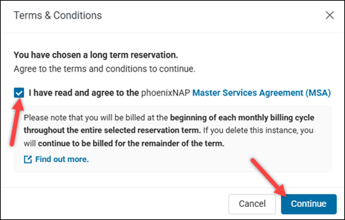 Terms and conditions dialog.