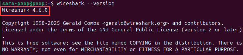wireshark --version installation from ppa terminal output