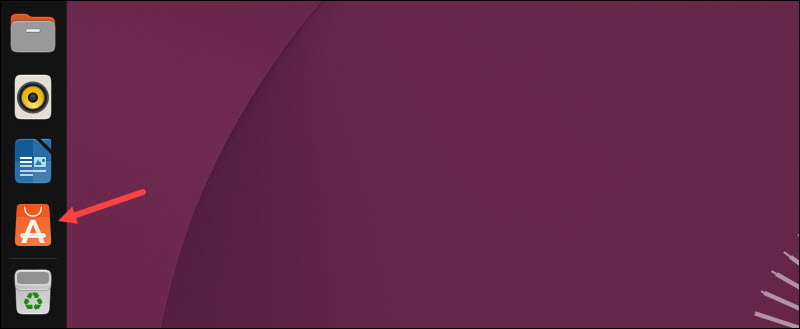 The location of the Software Center application in the Ubuntu sidebar.