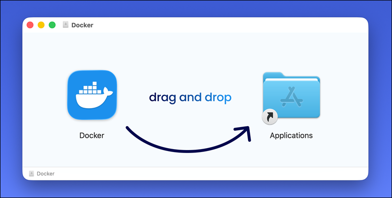 Installing Docker to the Applications directory.