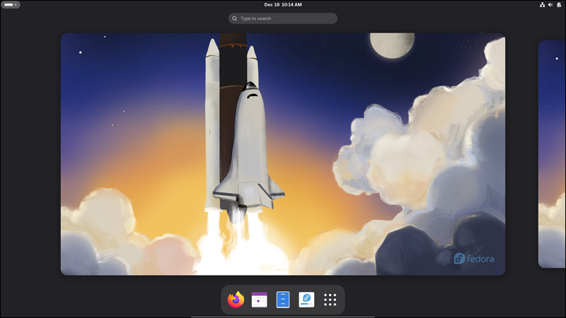 Gnome Activities Overview in Fedora 43.