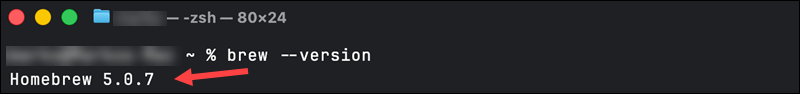 Checking Homebrew version on macOS.