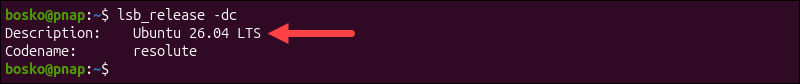 lsb_release -dc terminal output