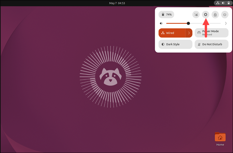Access Ubuntu settings from desktop.