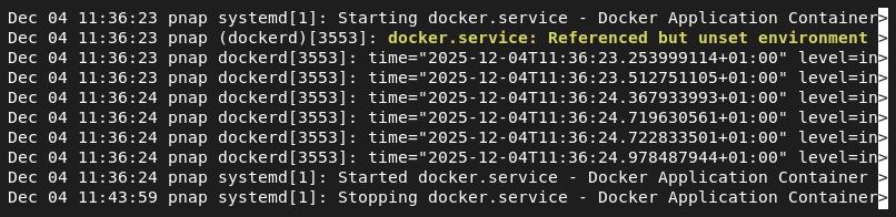 The output of the journalctl command.