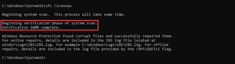 Scanning the system for errors.