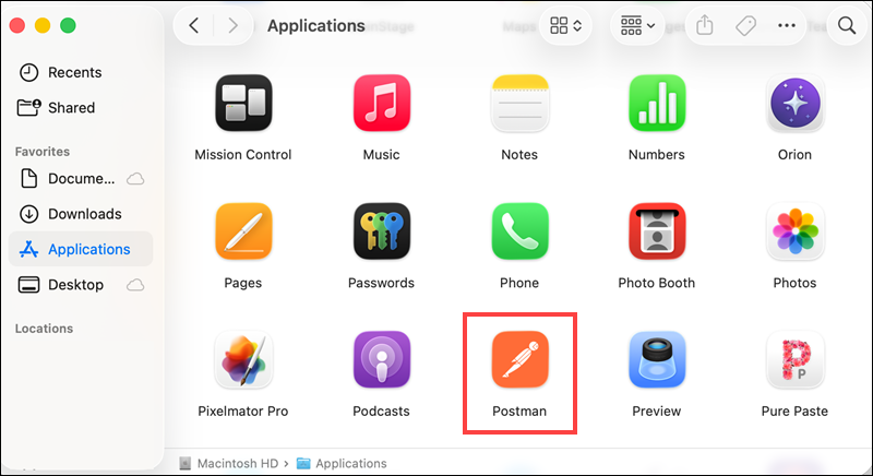 The Postman app on macOS.