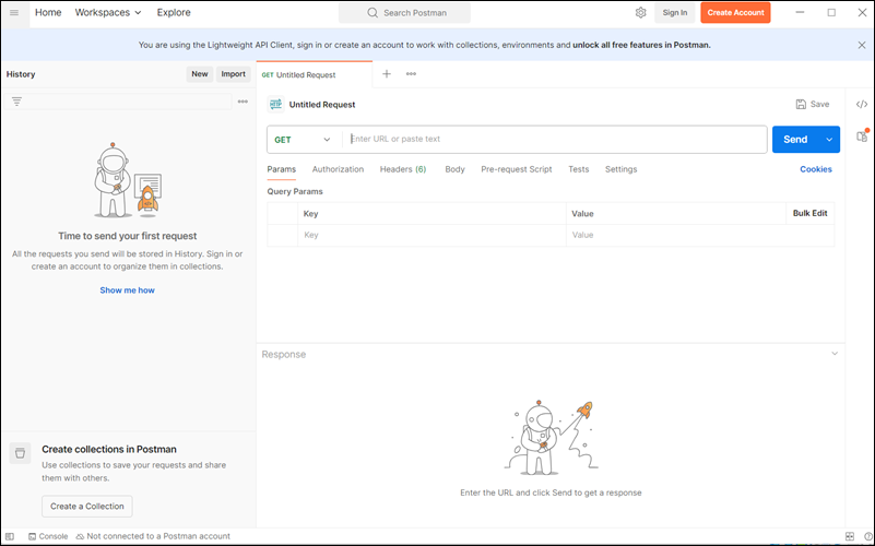 The basic Postman UI in Windows.