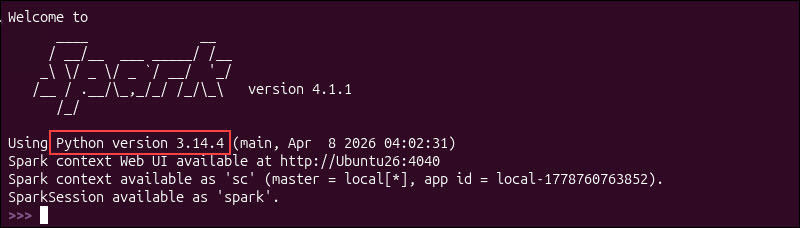 The PySpark shell in Apache Spark.