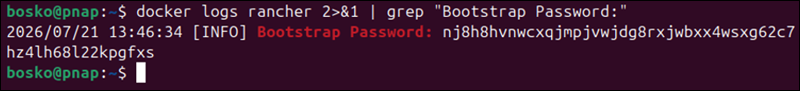 Obtaining the Rancher bootstrap password.