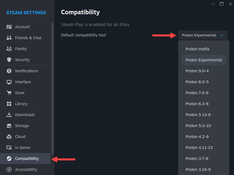 Use Proton for Steam compatibility on Linux.