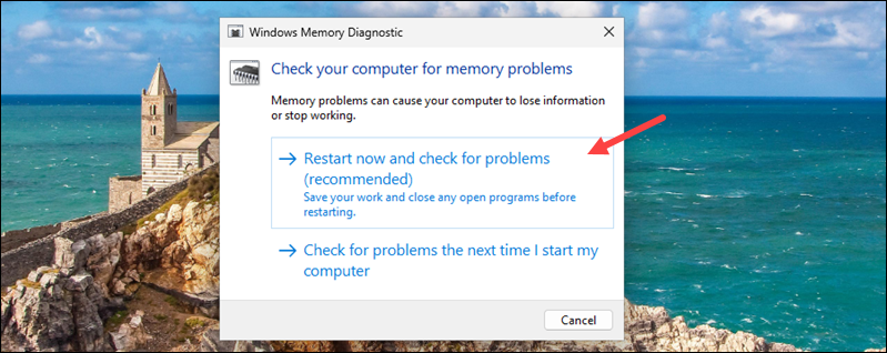 Restarting the system to start a diagnostic interface.