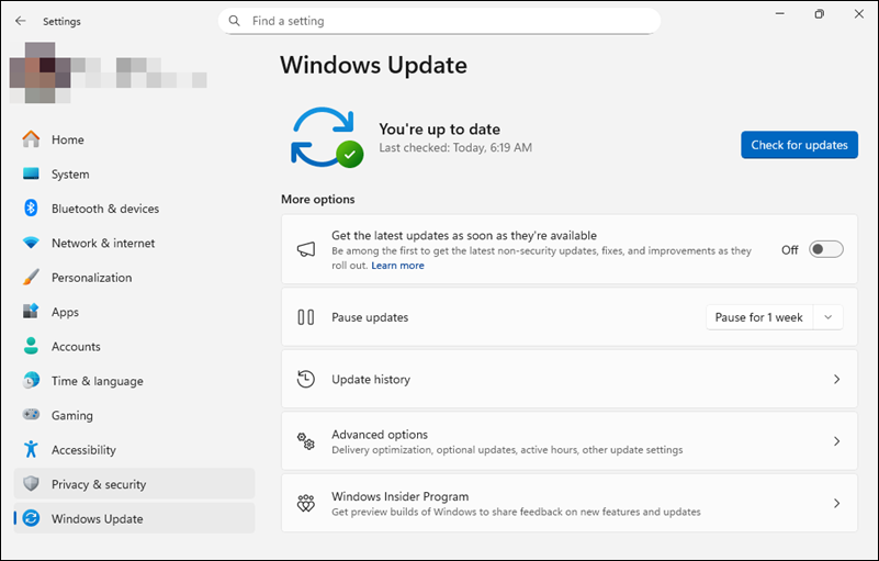 Checking for updates.