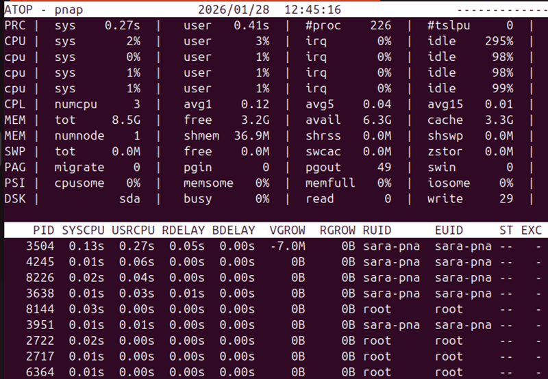 atop terminal output