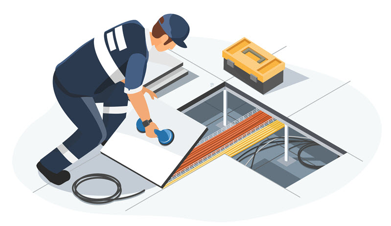 Laying cable in network architecture.