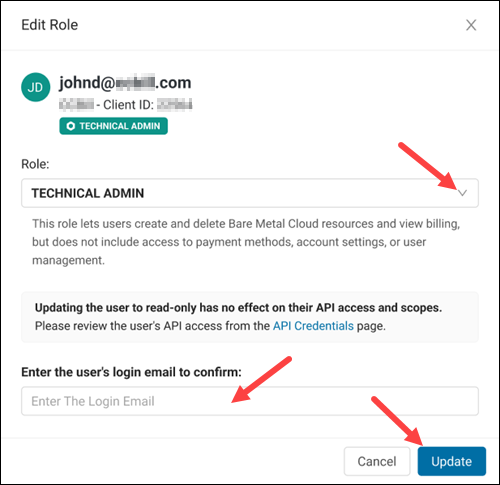 The Edit Role modal.