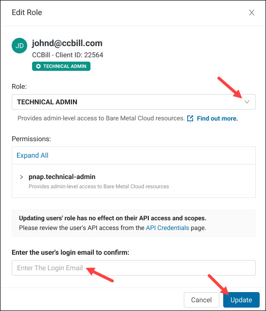 The Edit Role modal.