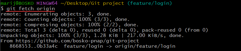 Fetching changes from a remote Git repository.
