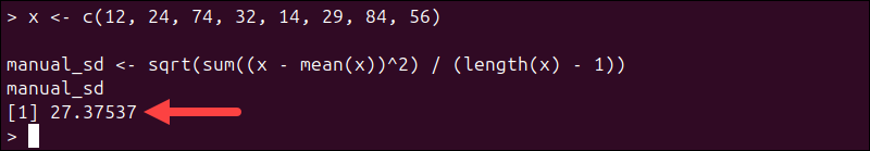 Finding standard deviation via the naive approach.