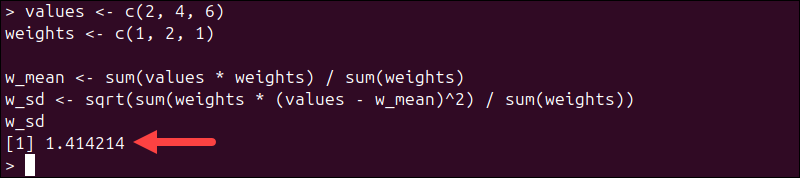 Finding weighted standard deviation.