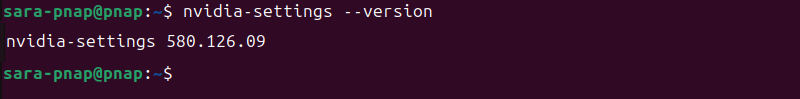 nvidia-settings --version terminal output
