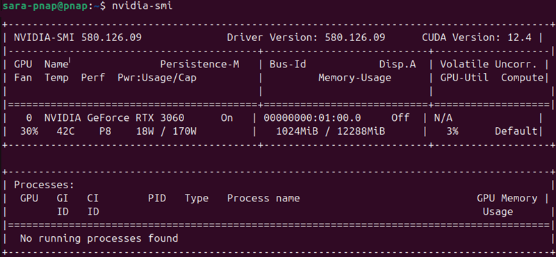 nvidia-smi terminal output