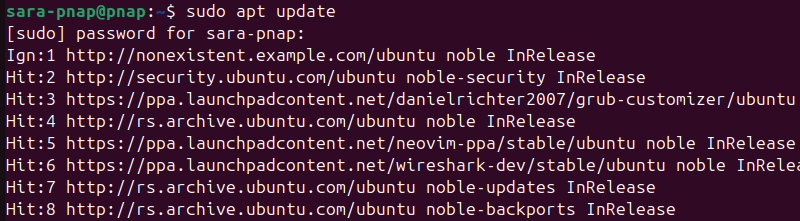 sudo apt update terminal output
