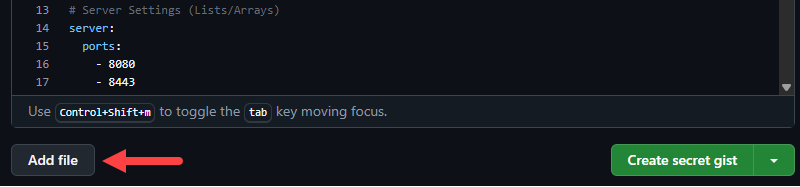 Add content to gist or add more files.